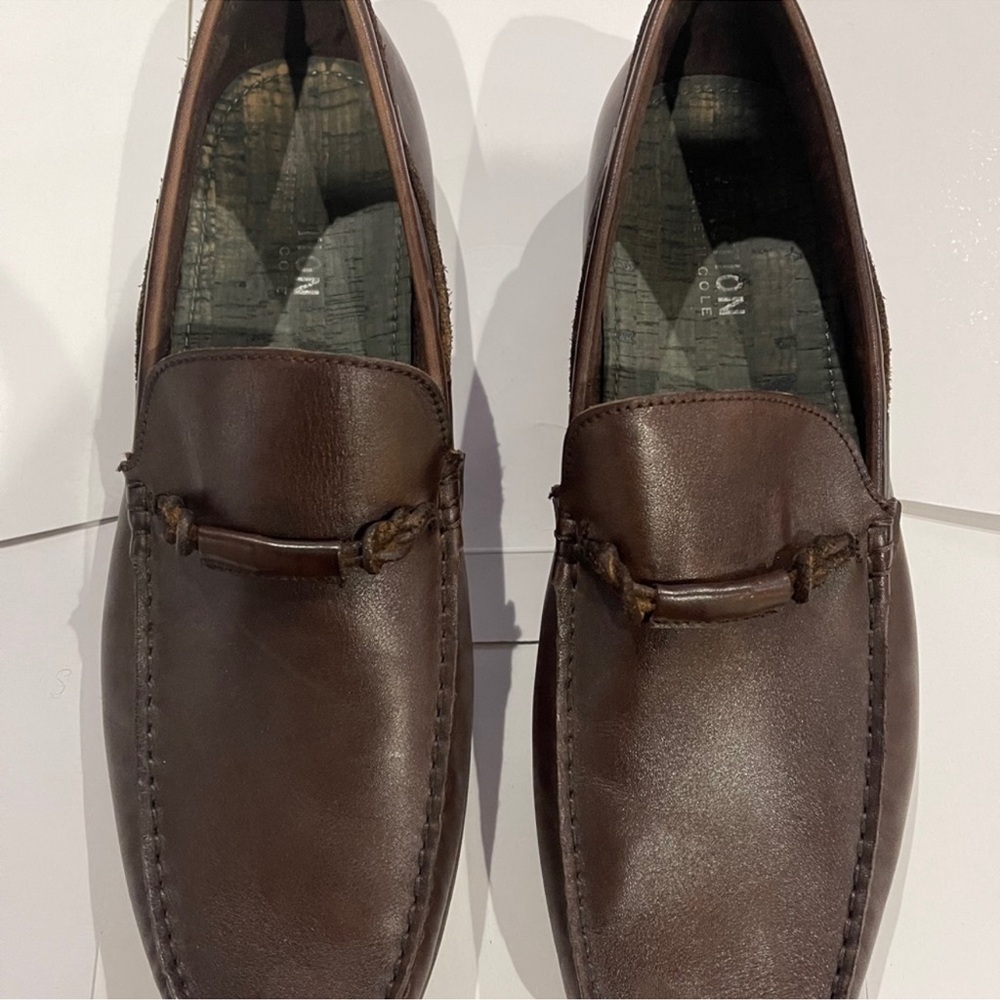 Kenneth Cole Reaction Dark Brown Leather Slip-Ons Sz 11